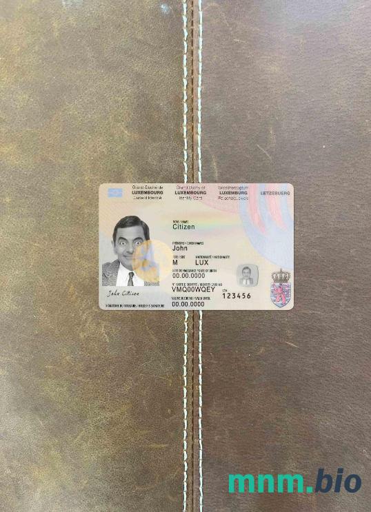 Luksemburg karta ID fotowygląd szablon PSD